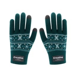 Adults Jacquard Gloves in teal with a patterned design. Features black fingertips and branding on the wrist area.