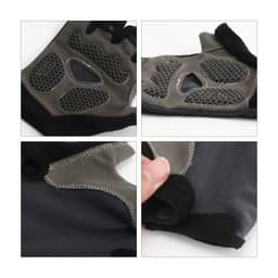 A pair of grey and black anti-slip bike gloves featuring textured grips and a Velcro closure.