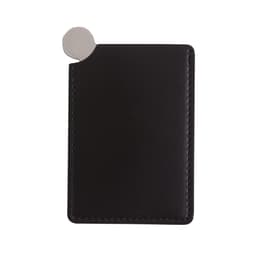 A black stainless steel portable mirror with a sleek, rectangular design and a rounded edge for easy handling.