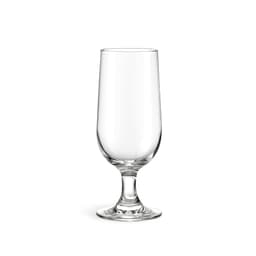 A clear glass goblet with a fluted design and a sturdy stem. It has a smooth surface and no visible branding.