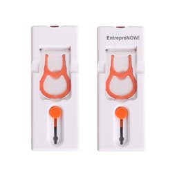 A white cleaning device with orange accents, featuring two compartments and a logo on the top.