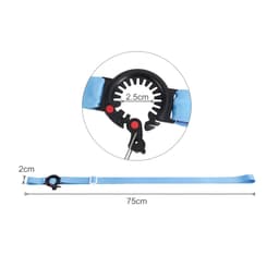 A drink bottle lanyard in blue, featuring a black clip and adjustable strap for secure attachment.