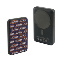 A magnetic power bank featuring a full colour print design, predominantly in blue and orange, with a branding logo.
