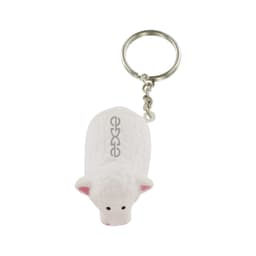 A white sheep-shaped stress reliever keyring with a metal keychain attached, featuring textured detailing.