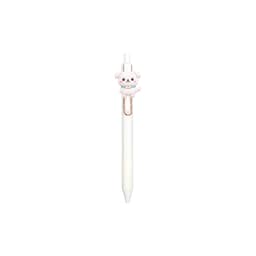 A white pen featuring a cute dog character on the clip and a gold accent.