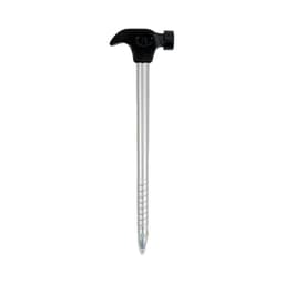 A hammer-shaped ballpoint pen featuring a black top and a silver barrel. It has a logo on the surface.