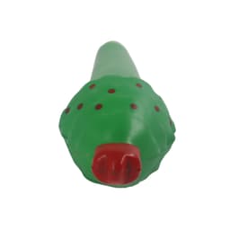 A green pen designed to resemble a tree, featuring a red tip and small polka dots. It includes a logo.