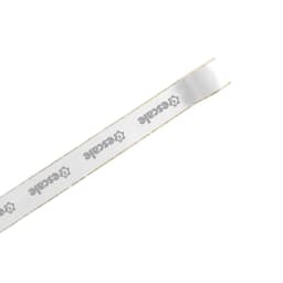 A gold-edged ribbon measuring 22mm in width, featuring a logo on a white background.