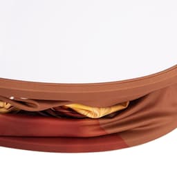 A backlit LED spring-up display with a rectangular shape, featuring a brown and orange fabric graphic.
