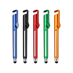 A set of five 4 in 1 QR Code Banner Pens in blue, black, red, green, and orange, each featuring a clip and logo.