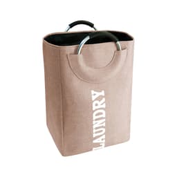 A laundry basket with a handle, featuring a neutral brown colour and a simple design.