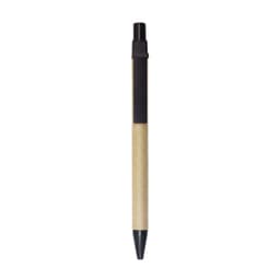 A Kraft paper ball pen with a black clip and tip. The body has a natural brown paper finish.