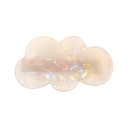 A cloud-shaped hair clip in iridescent white with a smooth finish, featuring a subtle shimmer effect.