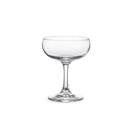 A clear glass martini coupe with a wide bowl and slender stem, featuring a smooth and elegant design.