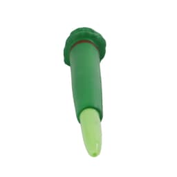A green pen designed to resemble a tree, featuring a green top and a smooth writing tip. It has a logo.