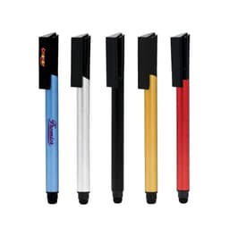 A collection of five stylus USB pens in blue, silver, black, gold, and red, featuring a logo.