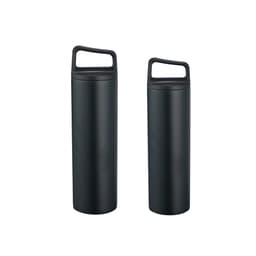 A drink bottle set featuring two black stainless steel vacuum thermal bottles with handles.