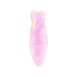 A fish-shaped hair clip in iridescent pink with shimmering hues. Features a glossy finish and a sleek design.