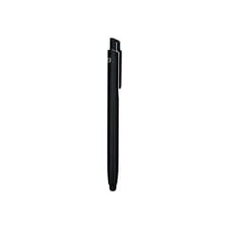 A black NFC touchscreen ballpoint pen with a sleek design and a clip. It features a logo on its body.