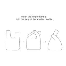 A diagram illustrating how to secure the longer handle into the loop of the shorter handle.