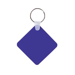 A square keyring in a rich violet colour with a silver metal keyring attachment. It features a plain design.