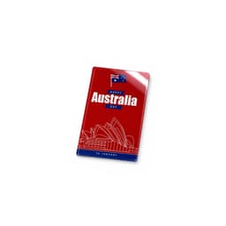A red acrylic fridge magnet featuring the Australian flag and an outline of the Sydney Opera House with a festive design.