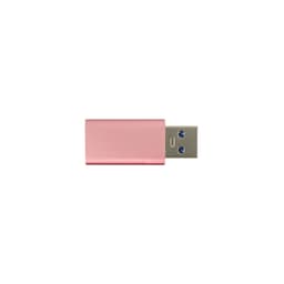 A pink A to A USB data blocker for fast charging with a metallic finish. Features a USB connector.