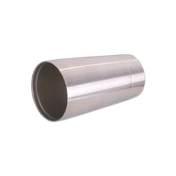 A drink bottle featuring a brushed stainless steel design, cylindrical shape, and a smooth interior.