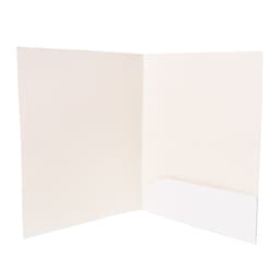 A4 full colour presentation folder in neutral tones featuring a pocket on one side, designed for document storage.