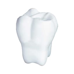 A white tooth-shaped stress reliever, designed as a fun stress keyring, featuring a simple three-dimensional design.