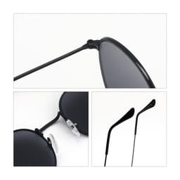 Classic metal sunglasses featuring a black frame and dark lenses, with detailed hinge and arm design.