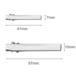 An oval acrylic hair clip in a sleek design, featuring a shiny silver finish with specific dimensions.