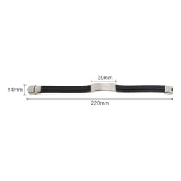 A multi-layer leather bracelet in black featuring a silver clasp, measuring 220mm in length and 14mm in width.