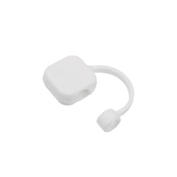 A drink bottle accessory featuring a white square silicone straw cover with a curved attachment.
