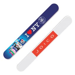 An emery nail file featuring a blue side with "I ♥ NY" design and a white side with "JOICO" branding.