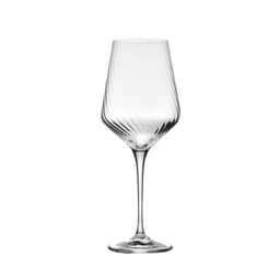 A set of six elegant clear wine glasses with a swirling design, each holding 450ML. Gift boxed for presentation.