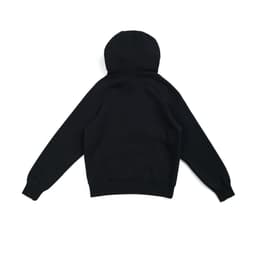A black women's cotton zip-up hoodie featuring a kangaroo pocket. The back view highlights its simple design.