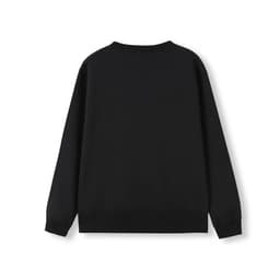 A black kids' v-neck fleece jumper displayed from the back, featuring long sleeves and a relaxed fit.