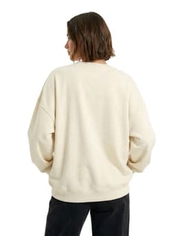 An oversize crew neck fleece in cream, featuring dropped shoulders and a relaxed fit, displayed from the back.