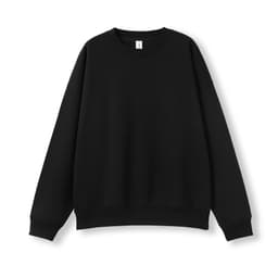 A black oversize crew neck fleece in 4XL and 5XL sizes. The garment has a simple design and features a logo.