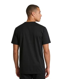 A black men's/unisex loose T-shirt shown from the back, featuring a simple design and a logo.