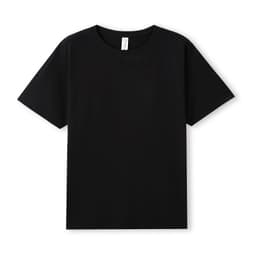 A plain black men's organic cotton T-shirt featuring short sleeves and a crew neckline, with a label inside.