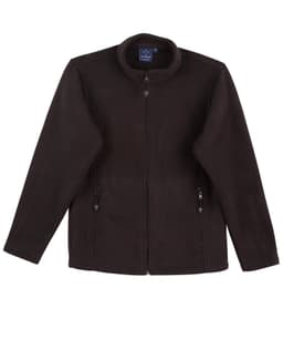 A black polar fleece jacket with a full zip and two front zip pockets, featuring a collar and no visible branding.