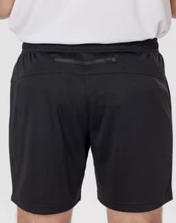 Adults' bamboo charcoal sports shorts in black, featuring an elastic waistband and a logo on the back.