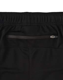 Black adults' bamboo charcoal sports shorts featuring an elastic waistband and a rear zip pocket.