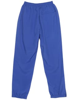 Track pants in a vibrant blue colour with an elastic waistband and a single back pocket. Features branding on the fabric.