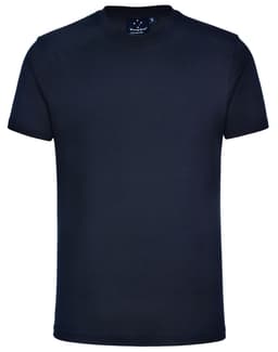 A unisex cotton t-shirt in a dark grey colour, featuring a logo on the front and short sleeves.