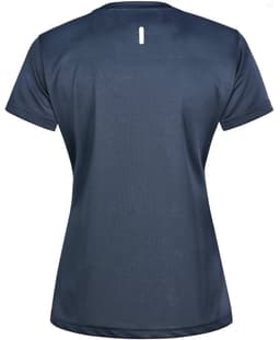 A dark navy ladies' ultra lightweight performance short-sleeve tee with a back detail and a logo.