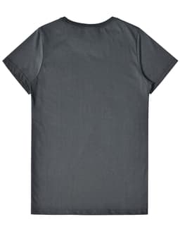 A grey ladies' premium cotton tee, featuring a classic crew neck and short sleeves, displayed from the back.