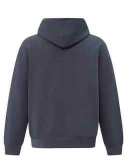 A unisex premium fleece oversized hoodie in dark navy, featuring a large hood and a simple, clean design.
